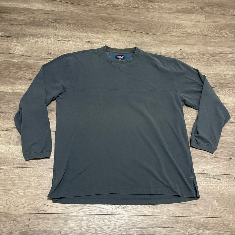 Patagonia Men's Organic Cotton Crew Neck Hiking Shirt Blue Sz Large